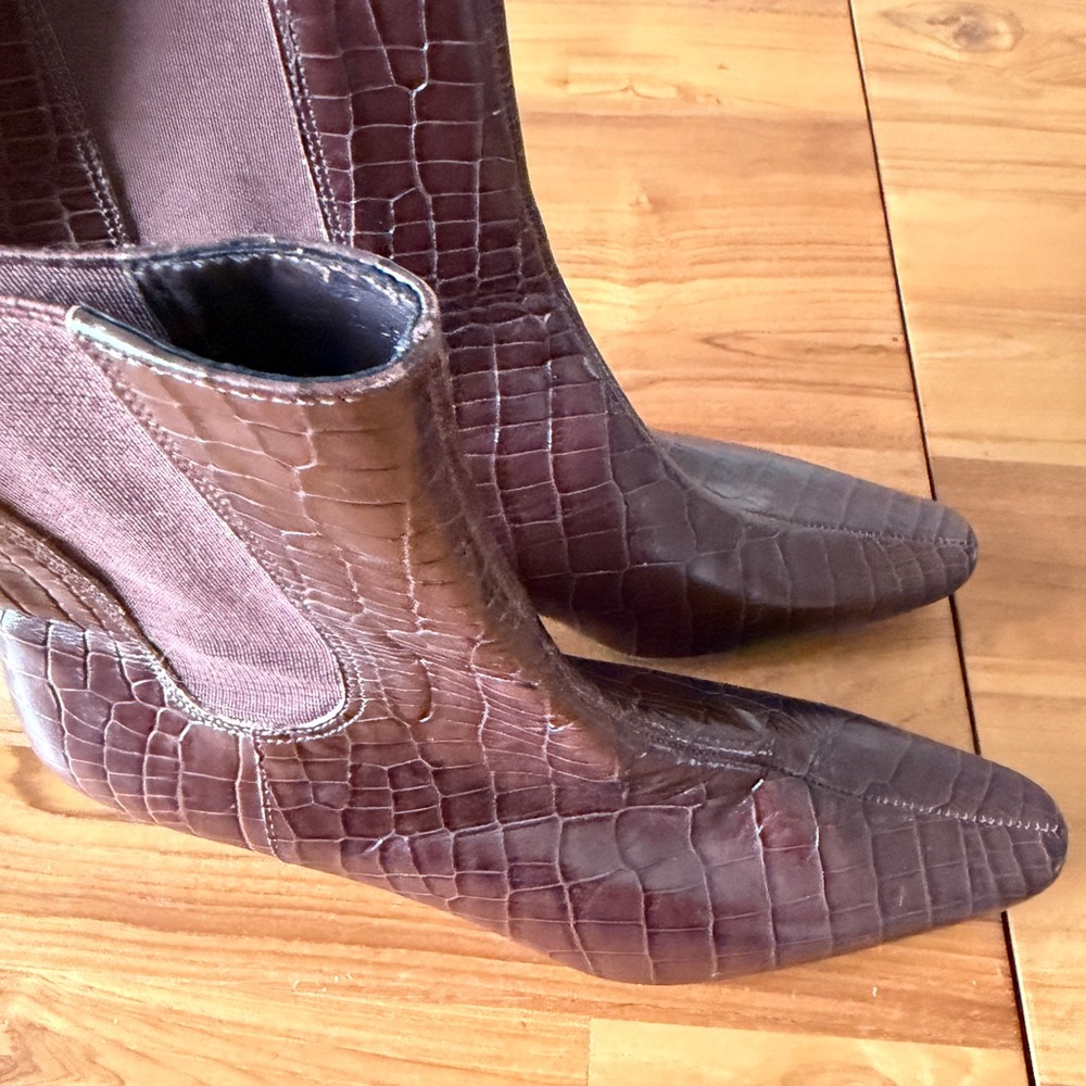 Talbots Elegant Brown Crocodile-Patterned Ankle B… - image 7